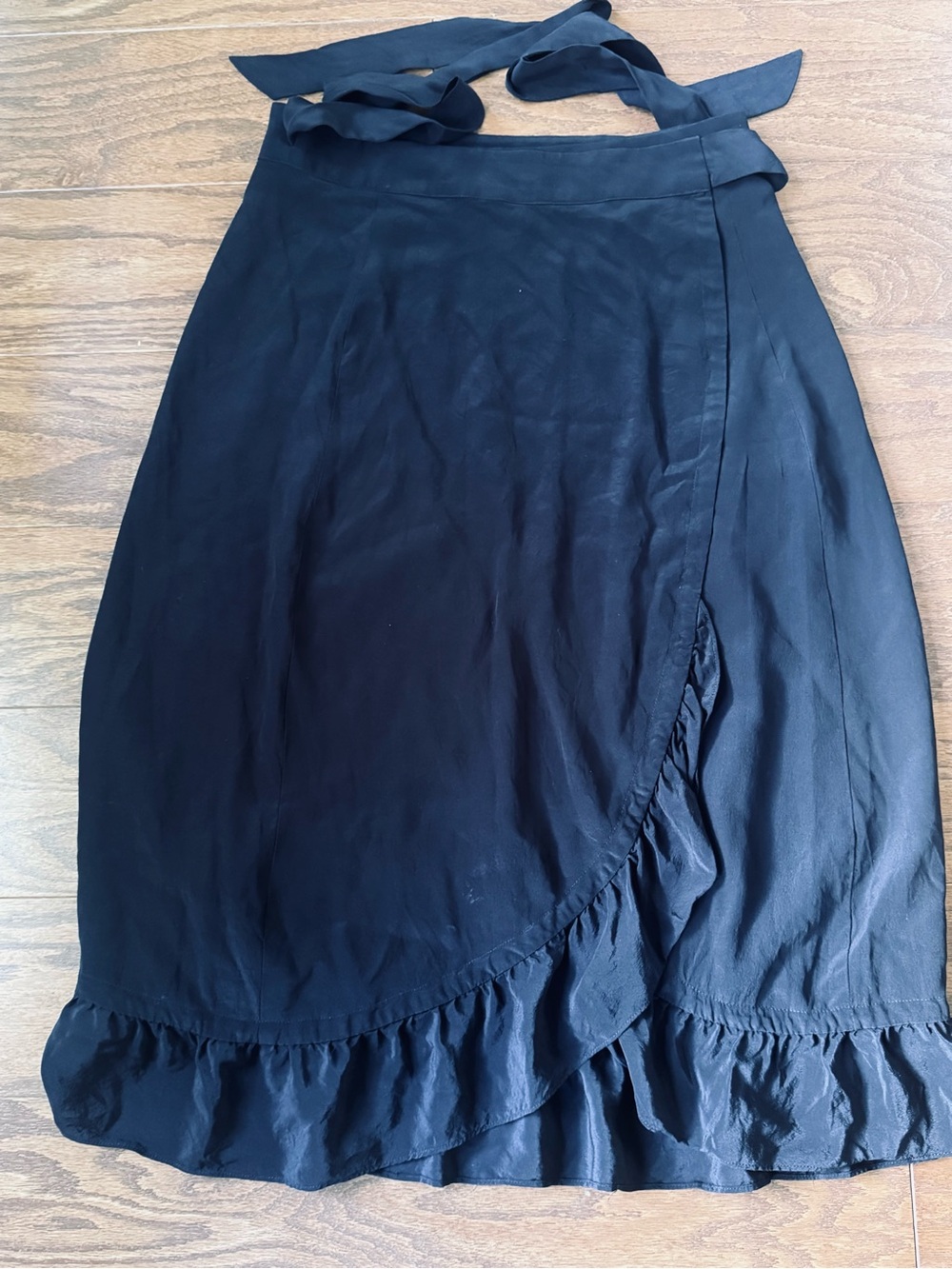 Sezane Black Wrap tulip Ruffle Skirt sz 36 rare